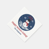 Snowman Red PERSONALIZE Serviette (Ecke)