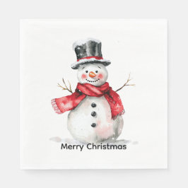 Snowman Red Scarf Weihnachten Serviette
