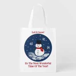 Snowman Red Wonderful Time Year PERSONALIZE Wiederverwendbare Einkaufstasche