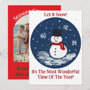 Snowman Red Wonderful Time Year YOUR FOTO Feiertagskarte