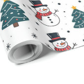 Snowman Reindeer Christmas Tree Pattern Geschenkpapier (Rolleneckpunkt)