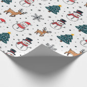 Snowman Reindeer Christmas Tree Pattern Geschenkpapier (Ecke)