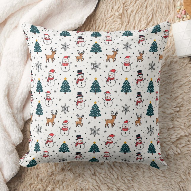 Snowman Reindeer Christmas Tree Pattern Kissen (Decke)
