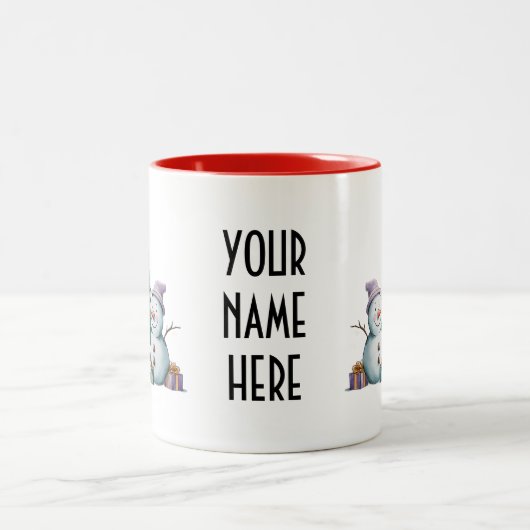 Snowman & Reindeer Christmas Zweifarbige Tasse (Mittel)