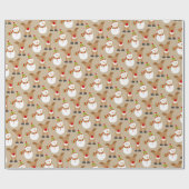 Snowman Reindeer Pattern Red Green Geschenkpapier (Flach)