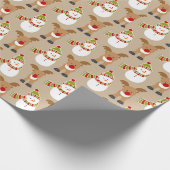 Snowman Reindeer Pattern Red Green Geschenkpapier (Ecke)