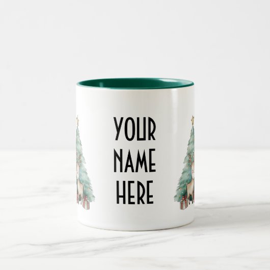 Snowman & Reindeer Winter Wonderland Zweifarbige Tasse (Mittel)