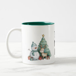 Snowman & Reindeer Winter Wonderland Zweifarbige Tasse