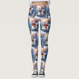 Snowman reitet auf einem Rentier Niedliches Weihna Leggings