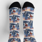Snowman reitet auf einem Rentier Niedliches Weihna Socken (Oben)