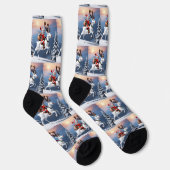 Snowman reitet auf einem Rentier Niedliches Weihna Socken (Rechts)