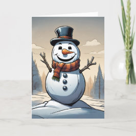 Snowman Retro Concept Art Falted Holiday Card Feiertagskarte