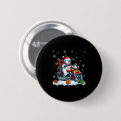Snowman Riding Motorcycle Christmas Biker Funny Te Button (Vorne & Hinten)
