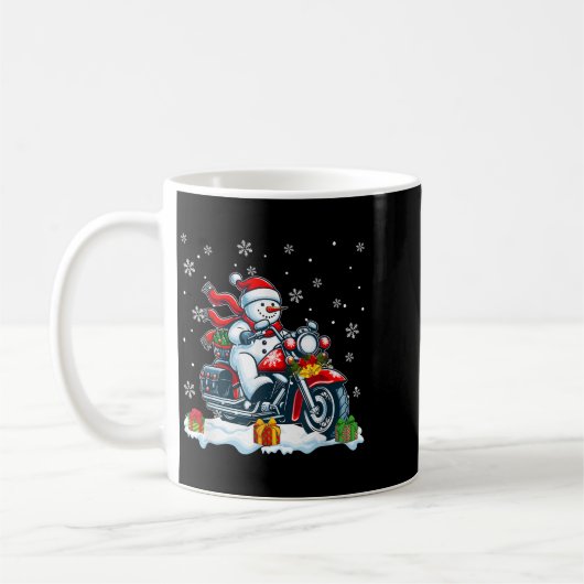 Snowman Riding Motorcycle Christmas Biker Funny Te Kaffeetasse (Links)