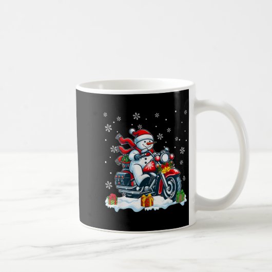 Snowman Riding Motorcycle Christmas Biker Funny Te Kaffeetasse (Rechts)