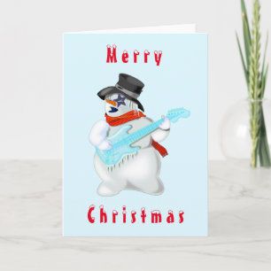 Snowman Rock Music Gitarrist Weihnachtskarte Karte