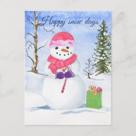 Snowman rosa Schal Süßkarpfen Zuckerrohr Happy Sch Postkarte