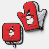 Snowman (rot) ofenhandschuh & Topflappen-Set (Vorderseite/Rückseite)
