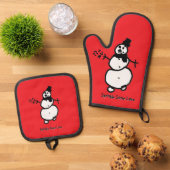Snowman (rot) ofenhandschuh & Topflappen-Set (Oben Unten)