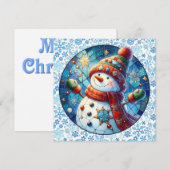 Snowman Round Christmas Grußkarte (Vorne/Hinten)