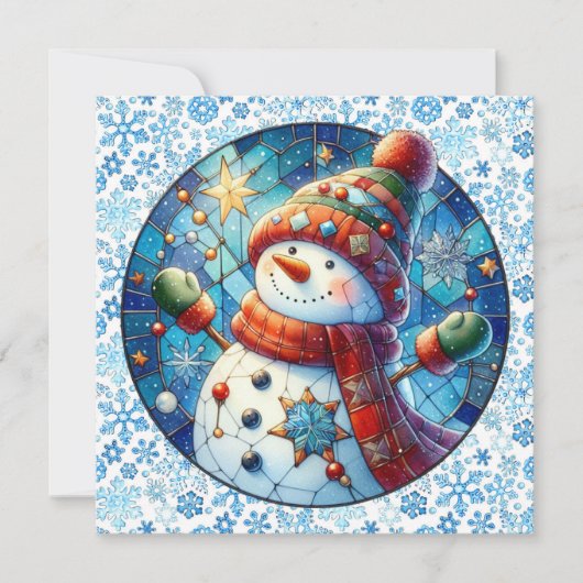 Snowman Round Christmas Grußkarte (Vorderseite)