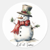 Snowman Round Sticker Editable (Vorderseite)