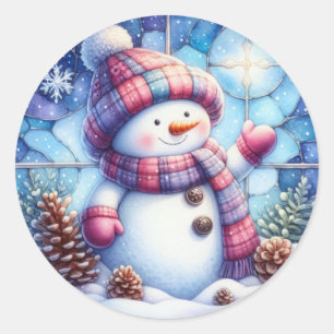 Snowman Round Stickers