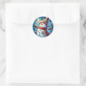 Snowman Round Stickers (Tasche)