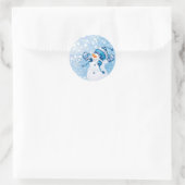 Snowman Runder Aufkleber (Tasche)