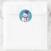 Snowman Runder Aufkleber (Tasche)