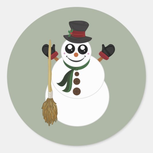 Snowman Runder Aufkleber (Vorderseite)