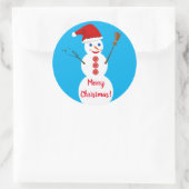 Snowman Runder Aufkleber (Tasche)