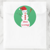 Snowman Runder Aufkleber (Tasche)