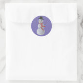 Snowman Runder Aufkleber (Tasche)