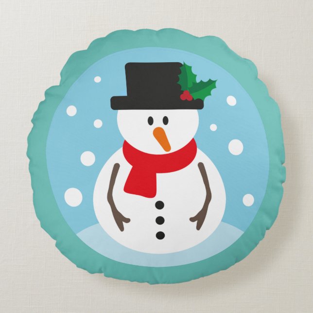 Snowman Rundes Kissen (Vorderseite)