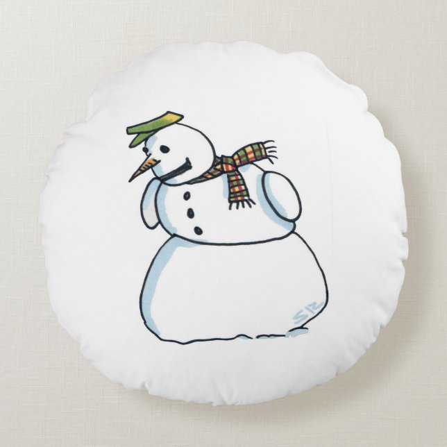 Snowman rundes Poly-Kissen Kissen (Vorderseite)