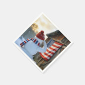 Snowman Saluting an American Flag Serviette (Ecke)