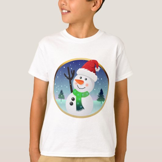 Snowman-Sankt-Cartoon T-Shirt (Vorderseite)
