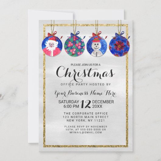 Snowman Santa Floral Ornaments Weihnachten Einladung (Vorderseite)