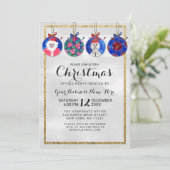 Snowman Santa Floral Ornaments Weihnachten Einladung (Stehend Vorderseite)