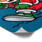 Snowman Santa Hat Playing Lacrosse Christmas Playe Poster (Ecke)