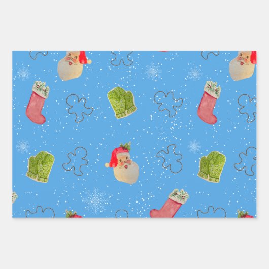 Snowman, Santa wrapping paper Geschenkpapier Set (Vorderseite)