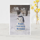 SNOWMAN SAYS **GLÜCKLICHES FEBRUAR BIRTHDAY** CARD KARTE (Gelbe Blume)
