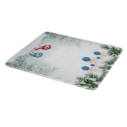 Snowman Scene Custom Cutting Board Schneidebrett (Ecke)