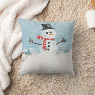 Snowman Scene Weihnachten Weihnachten Kariert Nied Kissen