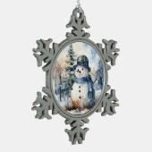 Snowman Schneeflocken Zinn-Ornament (Links)
