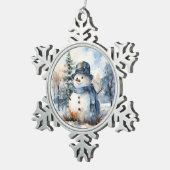 Snowman Schneeflocken Zinn-Ornament (Rechts)