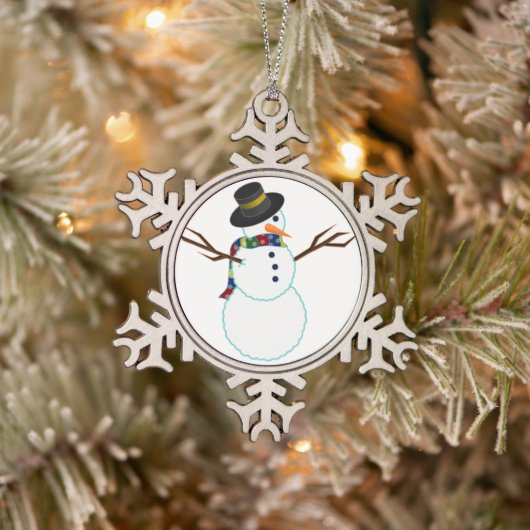 Snowman Schneeflocken Zinn-Ornament (Baum)