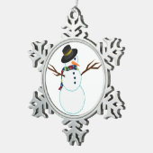 Snowman Schneeflocken Zinn-Ornament (Rechts)
