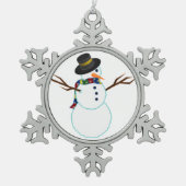 Snowman Schneeflocken Zinn-Ornament (Vorderseite)